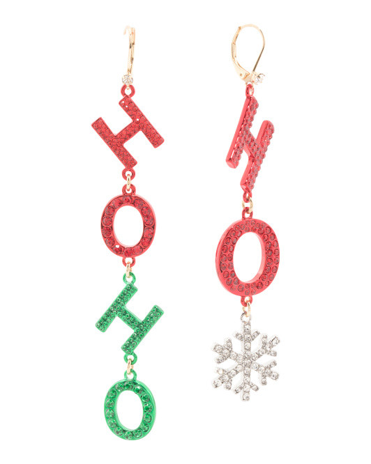 Crystal Ho Ho Ho Earrings | TJ Maxx