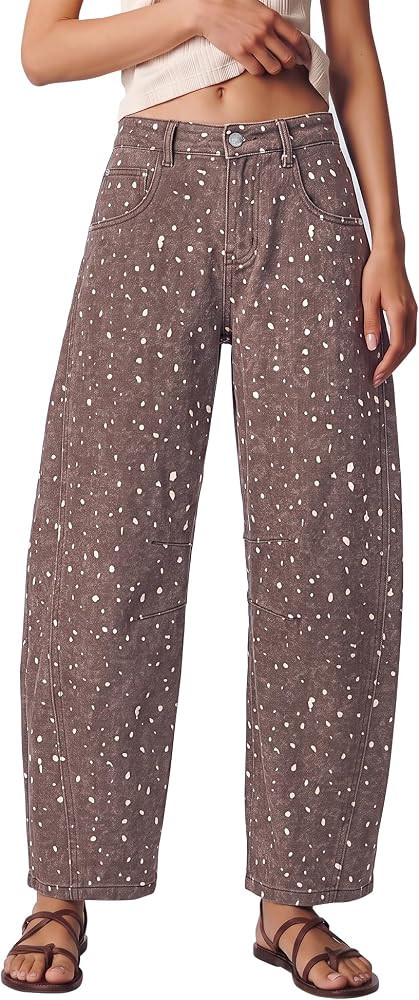 luvamia Barrel Jeans Women Deer Print High Waisted Patterned Denim Pants | Amazon (US)