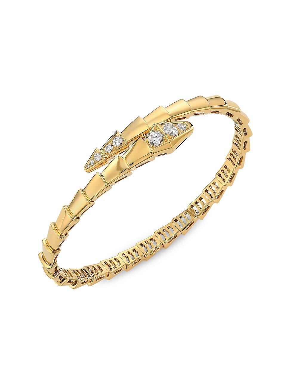 Women's Serpenti Viper 18K Yellow Gold & Diamond Bangle Bracelet - Yellow Gold - Size XS | Saks Fifth Avenue