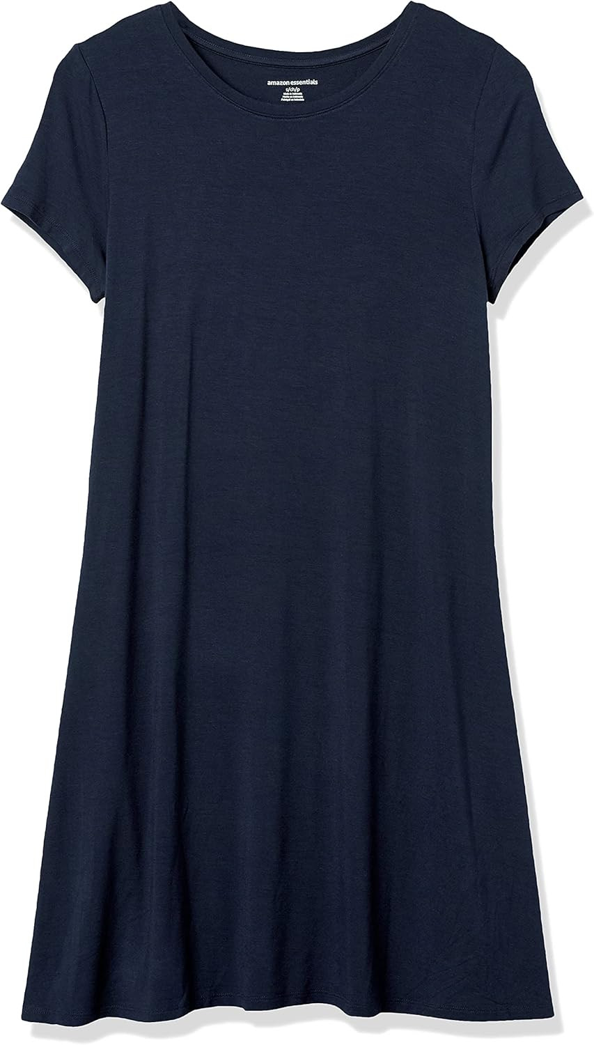 Amazon Essentials Women's Short-Sleeve Scoop Neck Swing Dress | Amazon (US)