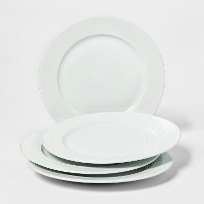 11" Porcelain Beaded Dinner Plate White - Threshold™ | Target