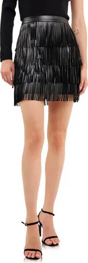 Fabulous fringe cut from buttery faux leather is tiered to perfection on this edgy and chic minis... | Nordstrom