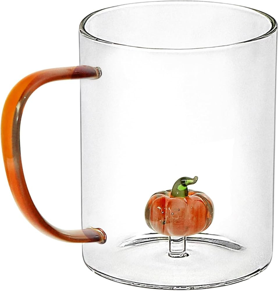 Borosilicate Glass Mug - Autumn Pumpkin Ghost Coffee Cup, 12 oz | Amazon (US)
