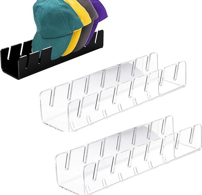 2 Pack Acrylic Hat Organizer No Install, Hat Stand For Baseball Caps, Hat Organizer For Baseball ... | Amazon (US)