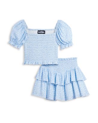 Girls' Marlee Smocked Puff Sleeve Top & Brooke Smocked Ruffle Skirt - Big Kid | Bloomingdale's (US)