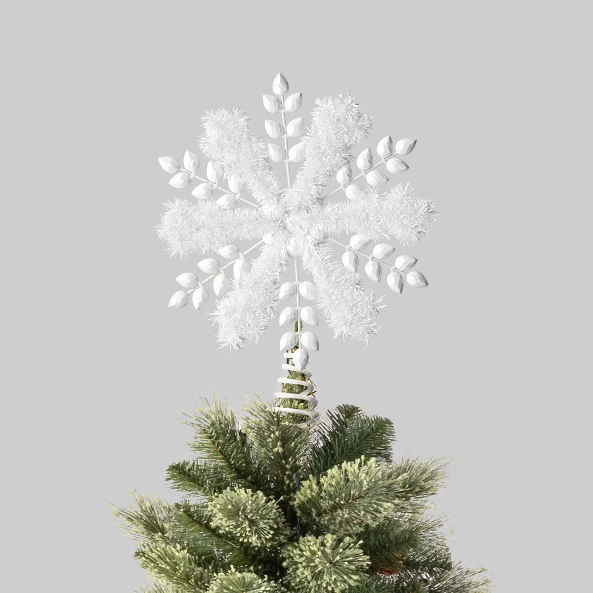 12" Metal Snowflake with Gems and Tinsel Christmas Tree Topper White - Wondershop™ | Target