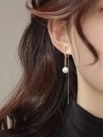 HomeJewelry & WatchesFashion JewelryEarringsDangle EarringsFaux Pearl Decor Clip On Earrings | SHEIN