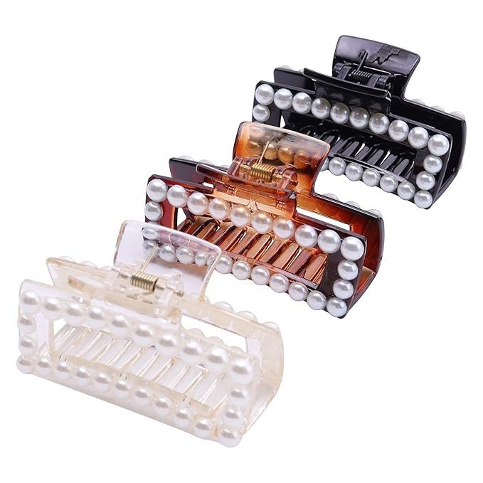 TODEROY Hair Claw Clips for Women and Girls Large Pearl Hair Barrette Clamps for Thick Hair | Amazon (US)