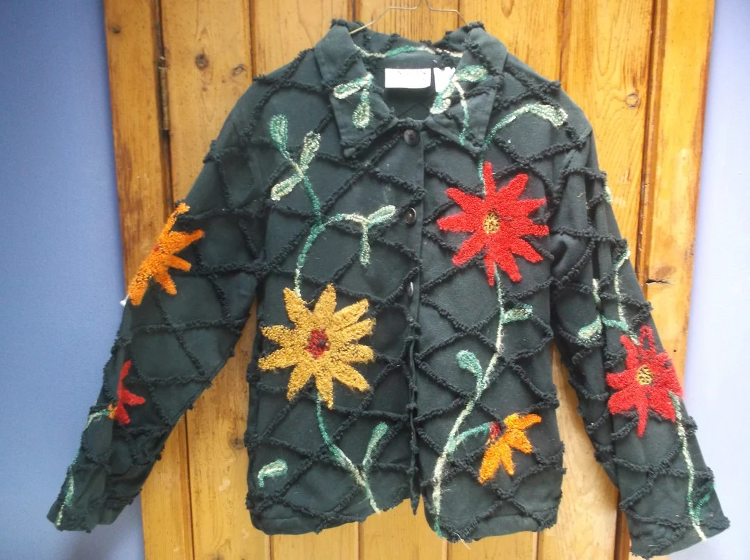 Boho raised abstract flower power Hippie Blazer Art M EMBELLISHED FUN | Etsy (US)