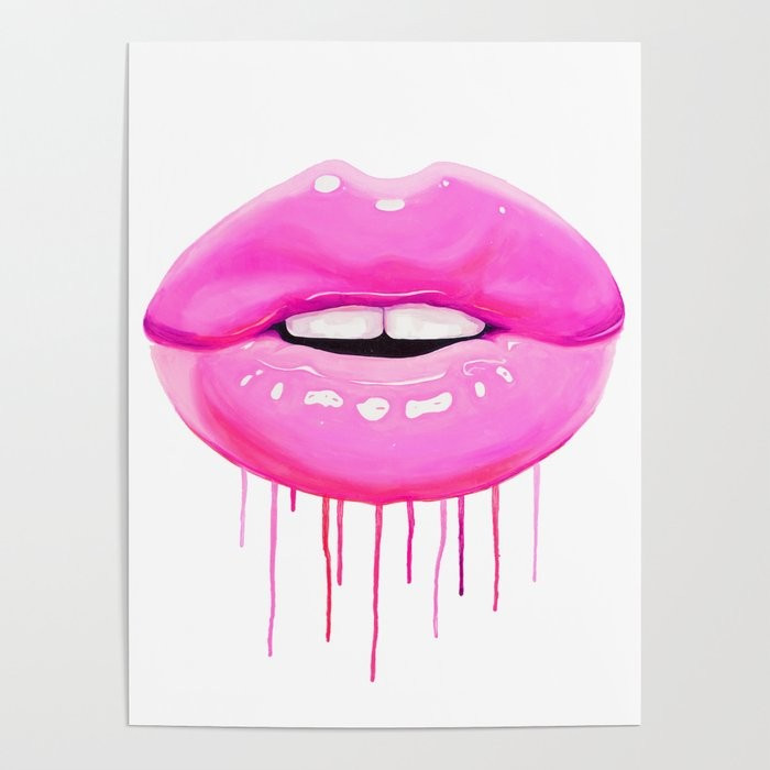 Pink lips Poster | Society6