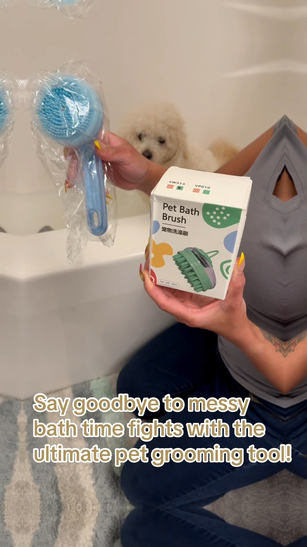 This 2-in-1 brush set does it all. The built-in shampoo dispenser lets you lather perfectly while grooming, and its dual-action bristles deeply clean both short-haired and long-haired pets. Durable construction withstands daily use, and its chemical-free design keeps your furry friend safe. Convert bath days into bonding moments. #dogbath #cutedog #starspets #toypoodle #splishsplash 

#LTKvlog #LTKdayinmylife #LTKstorytime
