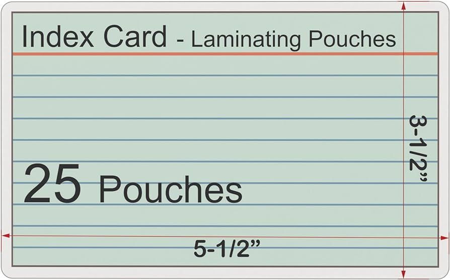 Index Card Laminating Pouches, 5 Mil Index Card Pouches, Heat Sealing Laminating Pouches, Thermal... | Amazon (US)