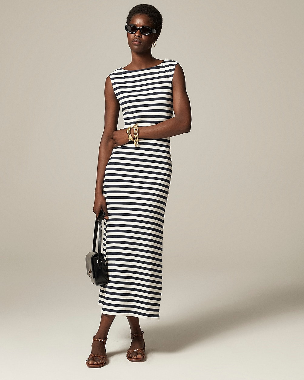 Knit boatneck midi dress in stripe | J. Crew US