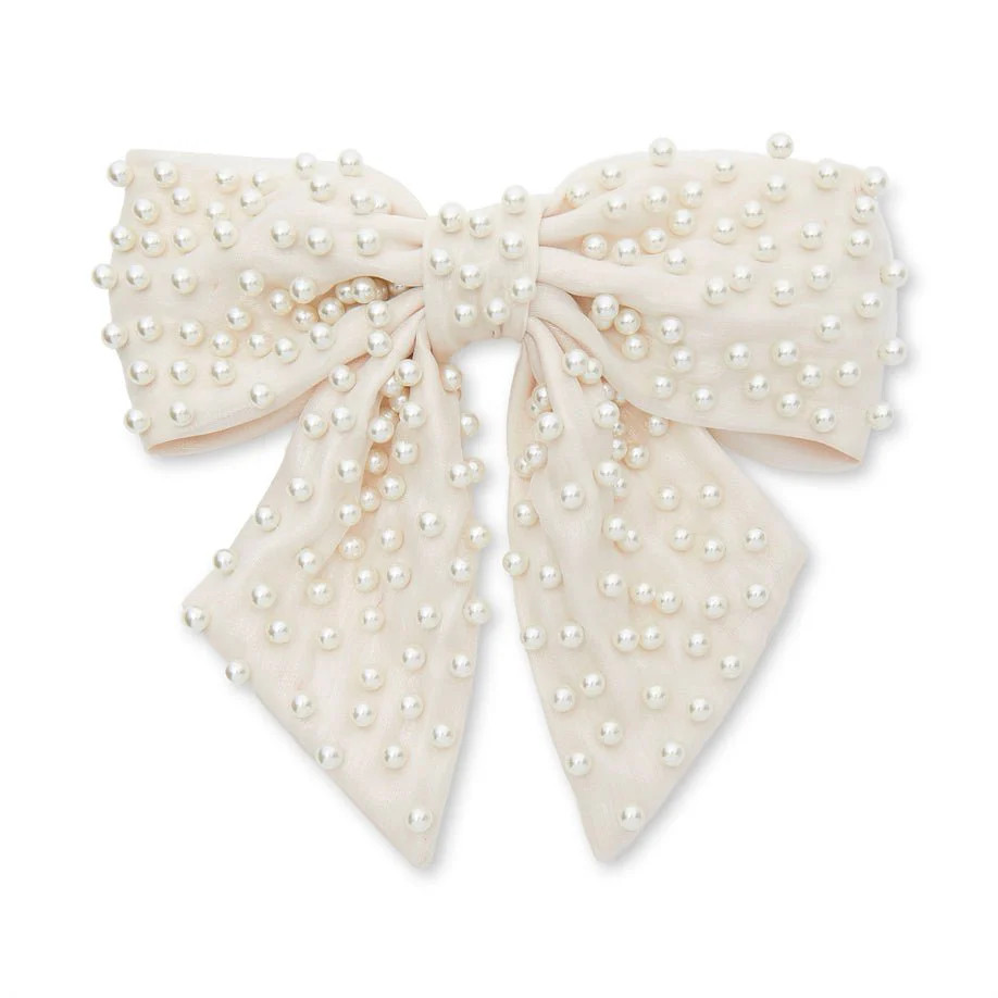 IVORY NATALIA PEARL EMBELLISHED BOW BARRETTE | LELE SADOUGHI