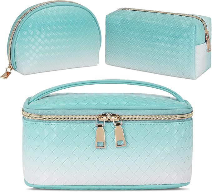 Makeup Bag 3 Pcs Waterproof Cosmetic Bag Set Portable Travel Cosmetic Bag Multifunction Organizer... | Amazon (US)
