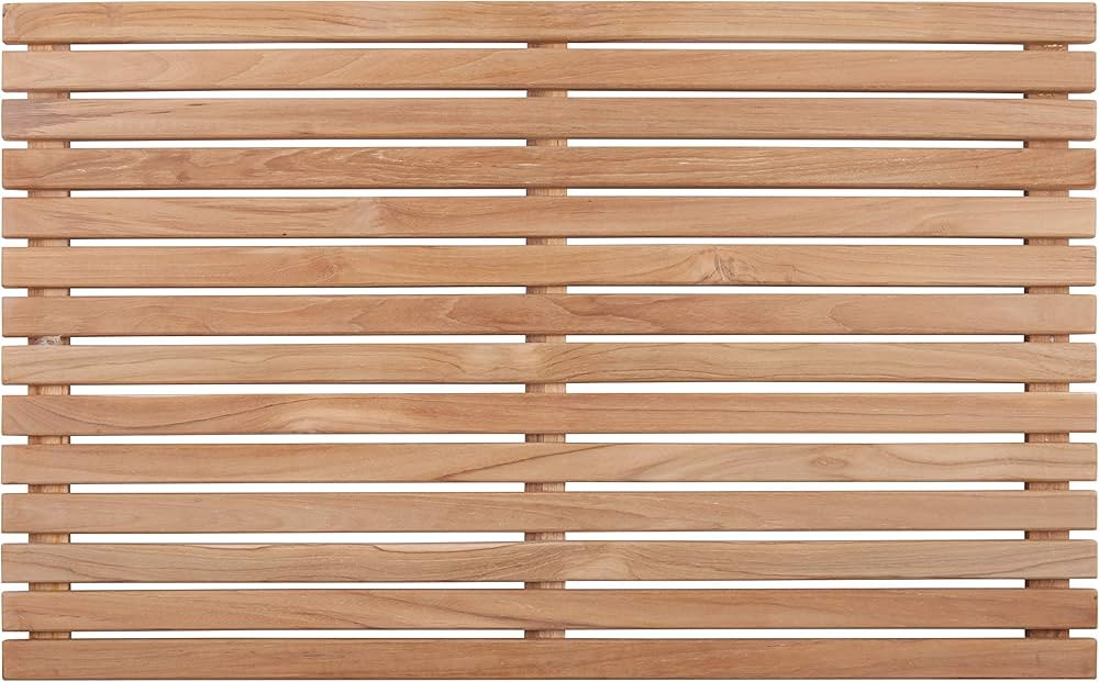Nordic Style Premium Teak Shower and Bath Mat for Indoor and Outdoor Use - Non-Slip Wooden Platfo... | Amazon (US)