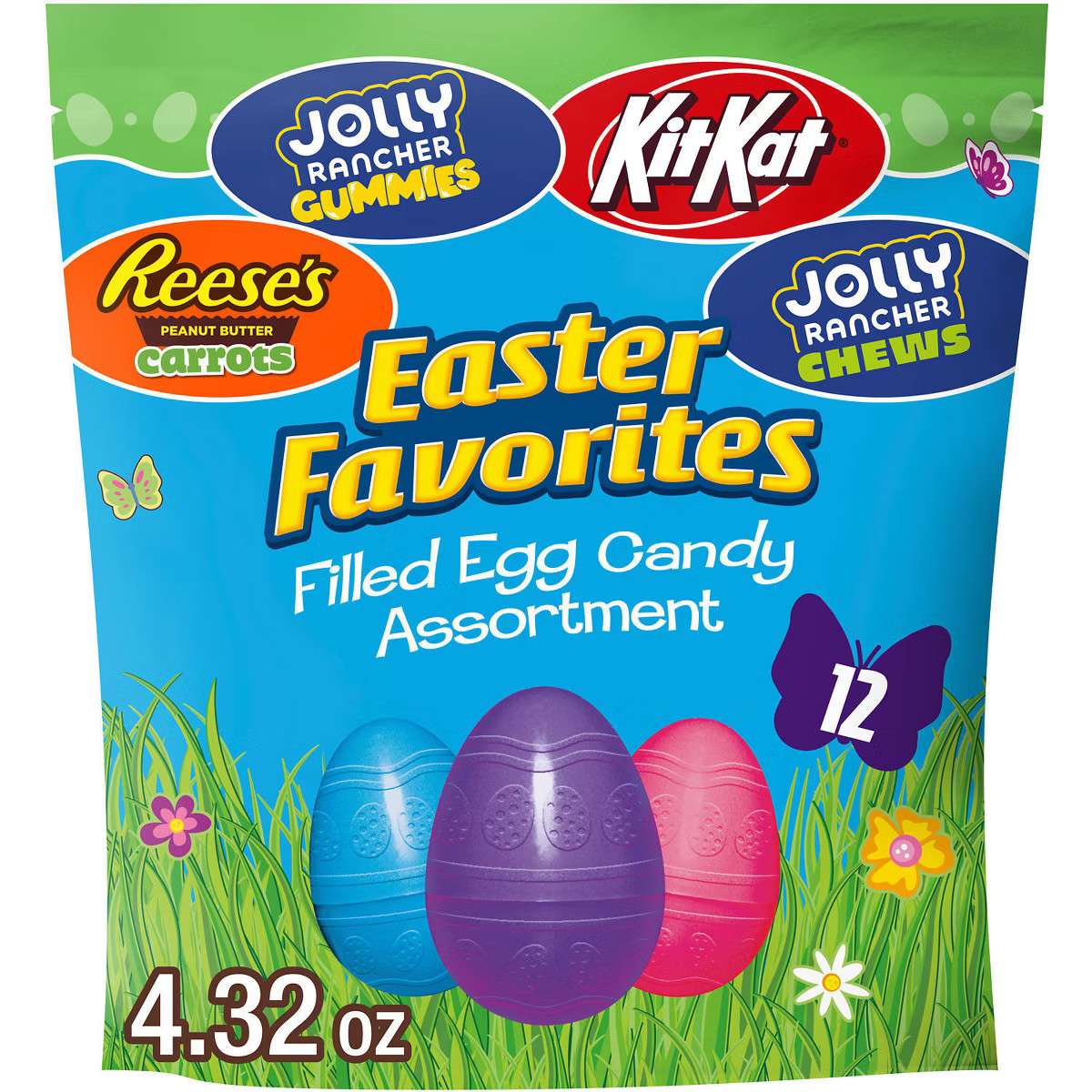 Reese's, Jolly Rancher, Kit Kat Assorted Flavored Pre-Filled Plastic Egg Easter Candy - 4.3oz/12c... | Target