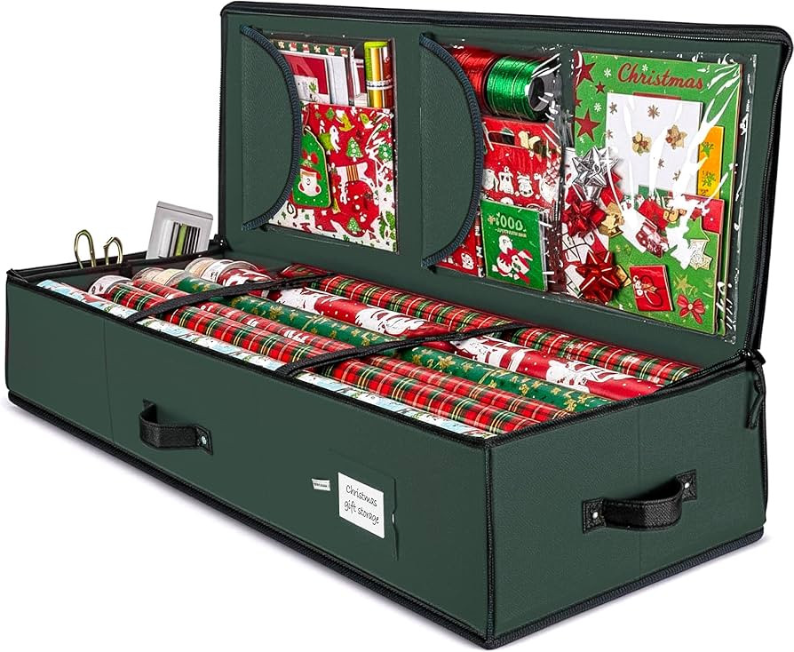 ZOBER Gift Wrapping Paper Organizer Storage - 40" Gift Wrap Storage Containers with Interior Pock... | Amazon (US)