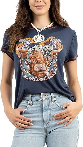 Montana West Women’s Western Graphic Tee Vintage Casual T Shirt Crew Neck Top Tee Fitted Short Sleev | Amazon (US)