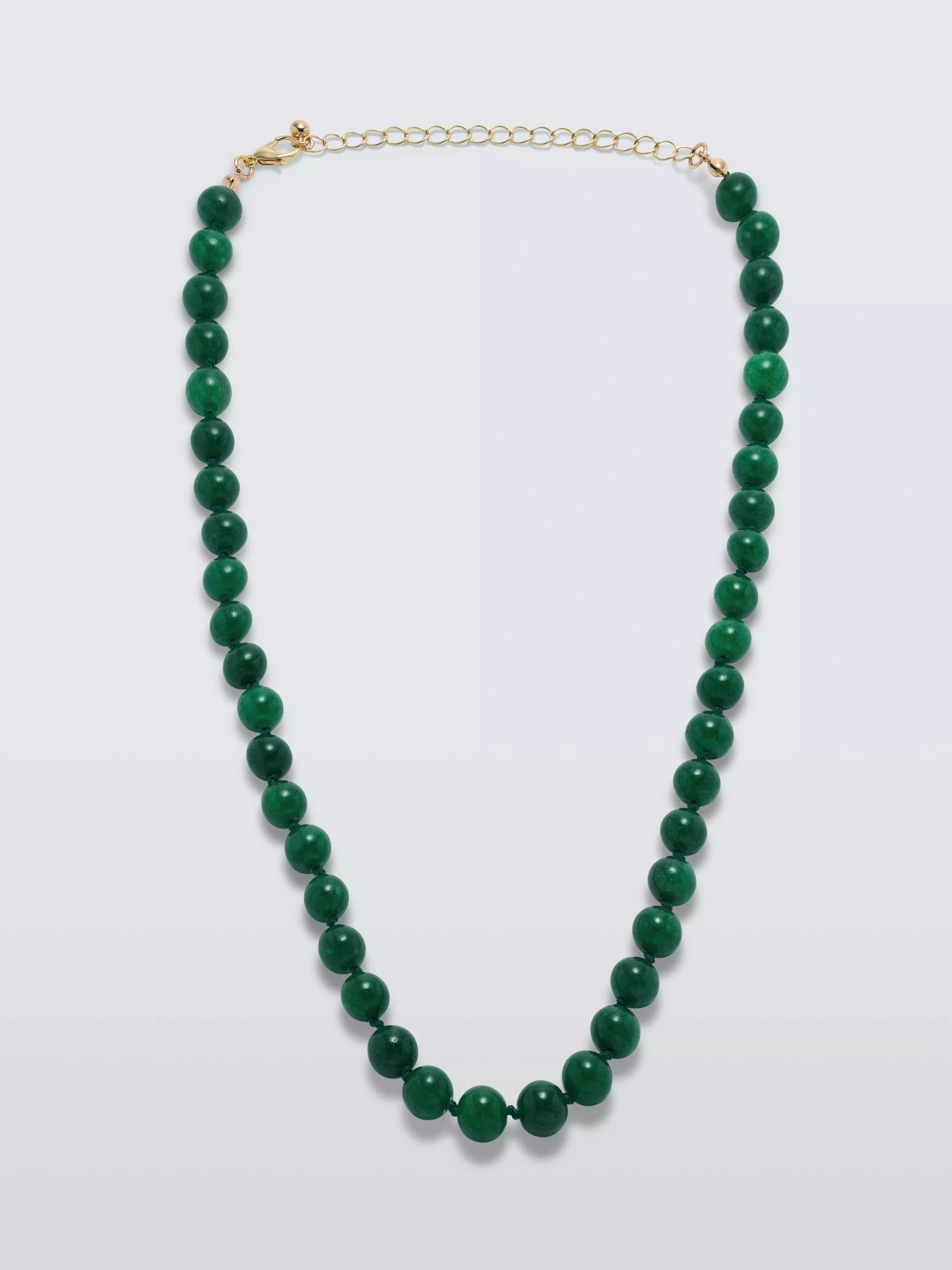 John Lewis Natural Green Agate Stone Beaded Necklace, Gold/Green | John Lewis (UK)