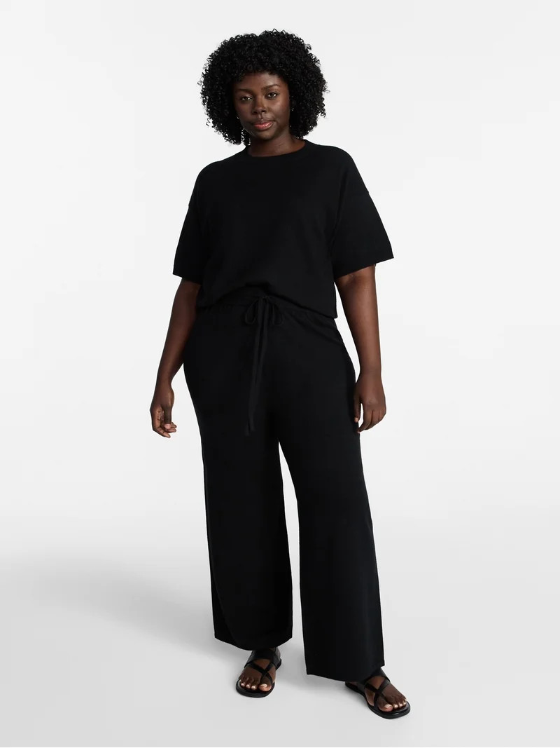 Terra & Sky Women's Plus Size Short Sleeve Sweater and Pants Set, 2-Piece, Sizes 0X-4X | Walmart (US)