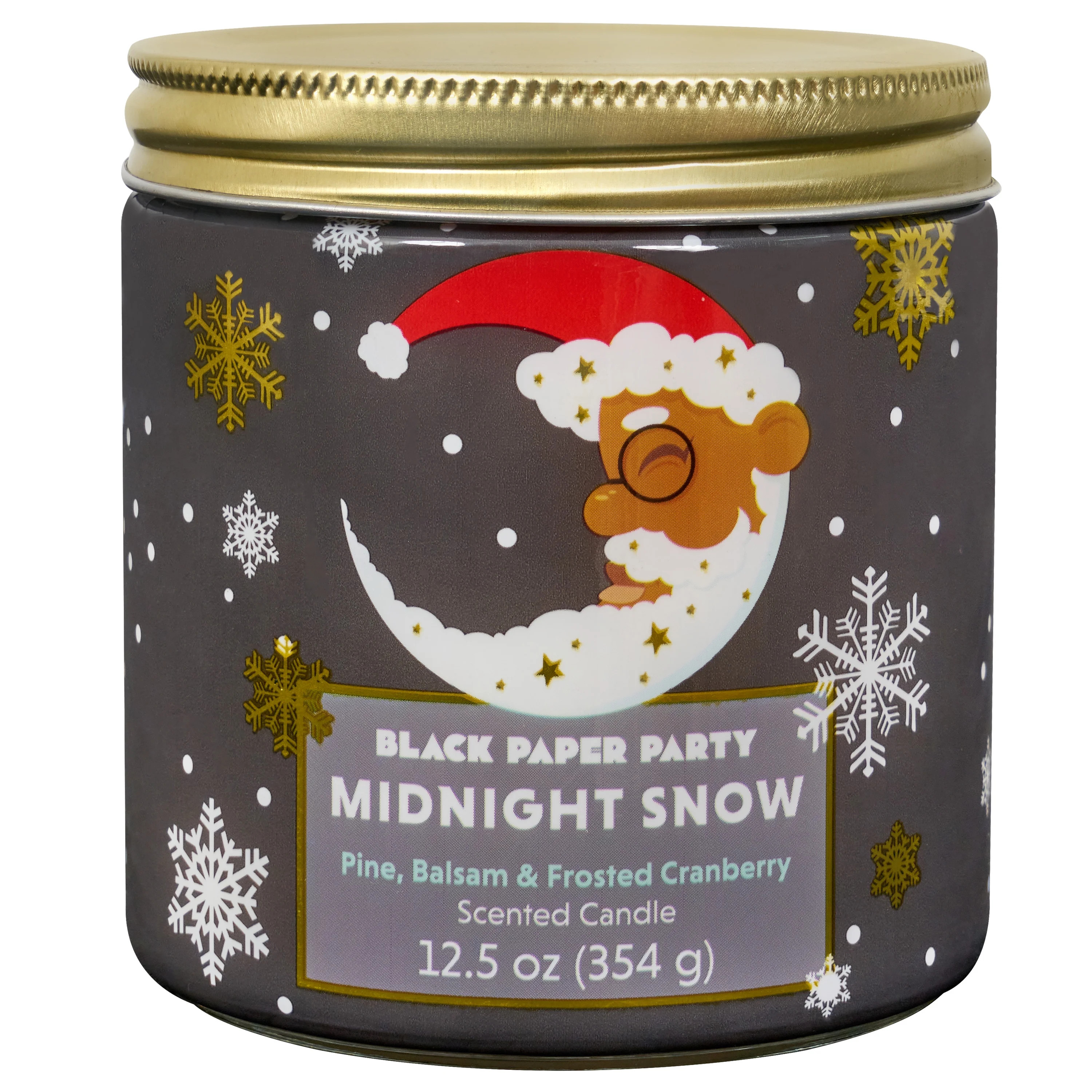 Black Paper Party Christmas Glass Jar Candle, Midnight Snow Scent, 12.5 oz | Walmart (US)