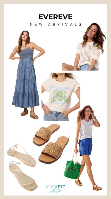 Discover the fresh vibes of Evereve's latest collection! From the effortlessly chic tiered denim dress to trendy mesh sweaters and iconic band tees, there's something to uplift everyone's summer wardrobe. Complete your look with our selection of stylish sandals perfect for sunny days. #Evereve #NewArrivals #SummerFashion #CasualChic #FashionFinds

#LTKShoeCrush #LTKStyleTip #LTKSeasonal