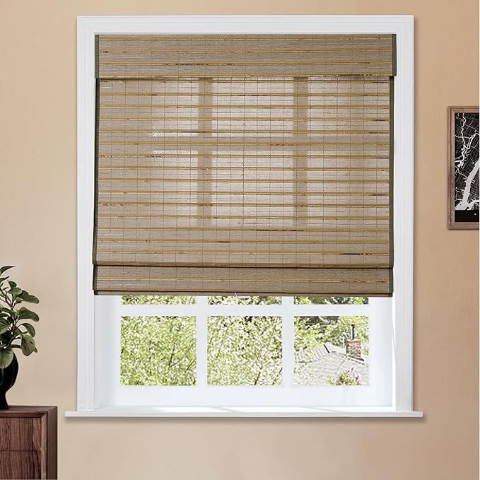 TWOPAGES Bamboo Flax Roman Shade Cordless Blind, Window Treatment Sun Shade Light Filtering Roman... | Amazon (US)