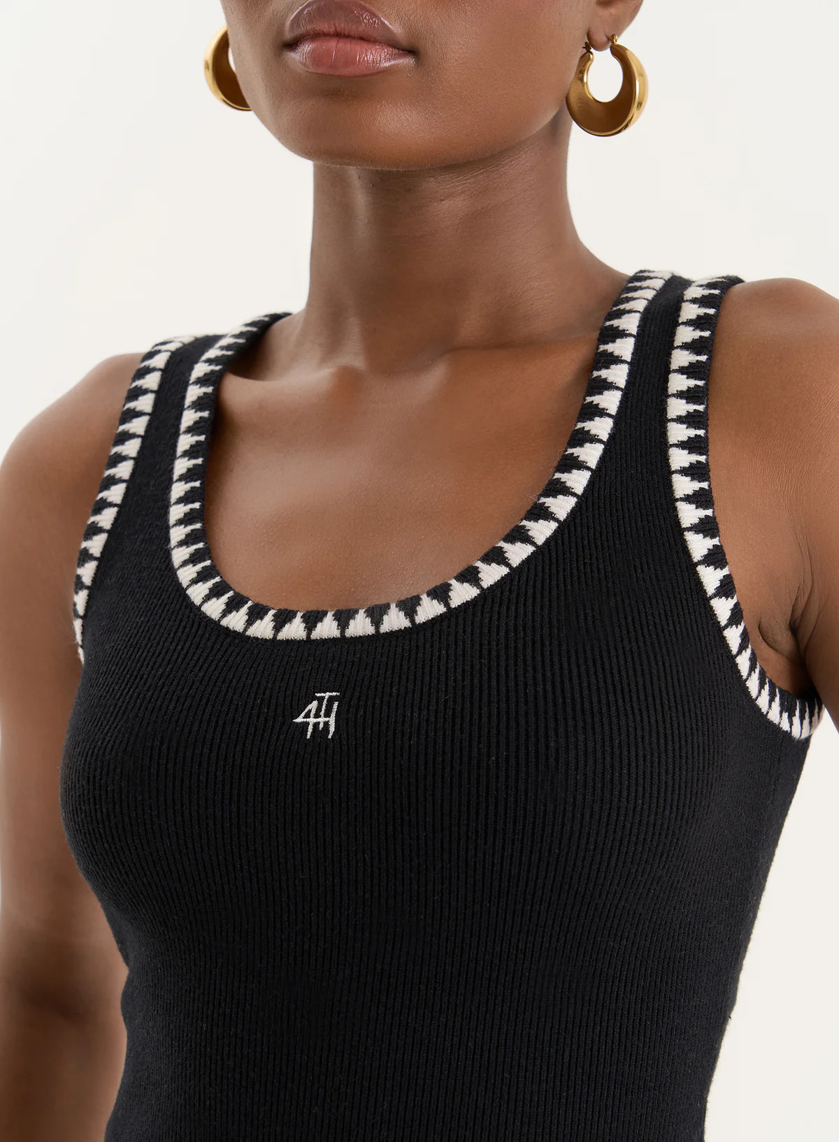 Black Knitted Contrast Stitch Vest Top- Ruben | 4th & Reckless