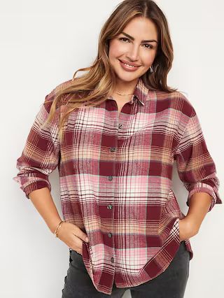 Long-Sleeve Plaid Boyfriend Shirt for Women | Old Navy (US)