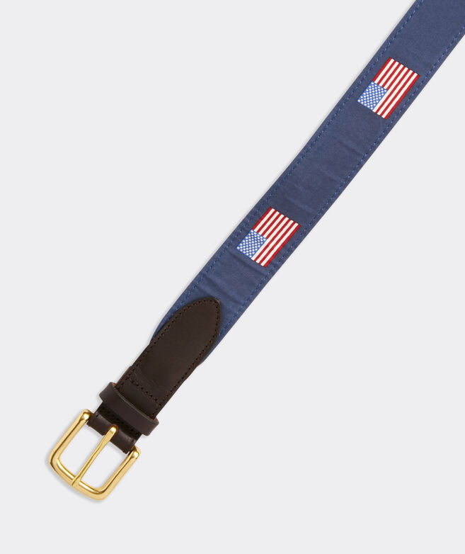 Leather American Flag Club Belt | vineyard vines