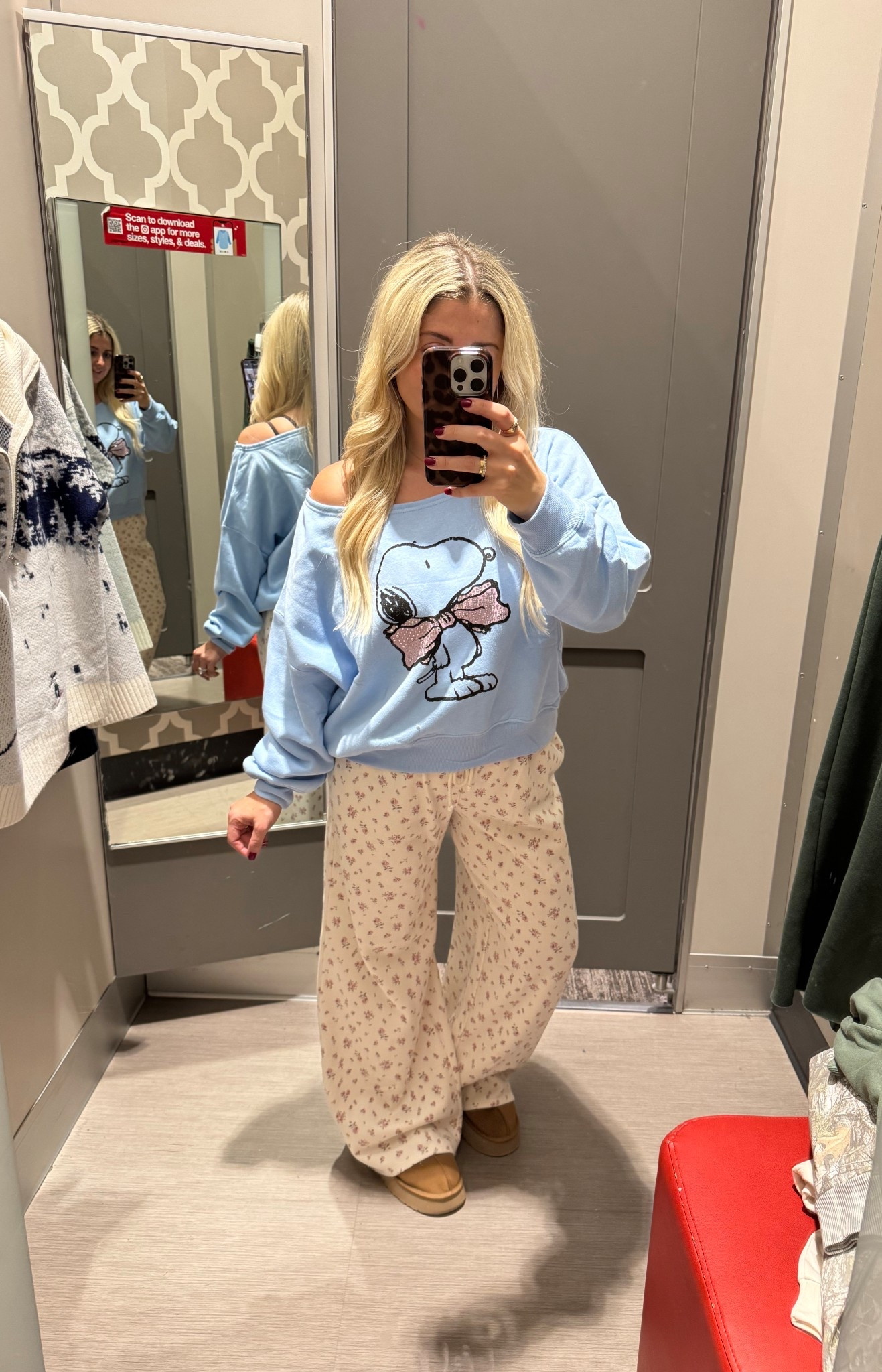 Comfy outfit on sale
New snoopy sweater large
Wide leg sweatpants m
Uggs tts
Target outfit 

#LTKFindsUnder100 #LTKSaleAlert #LTKHoliday