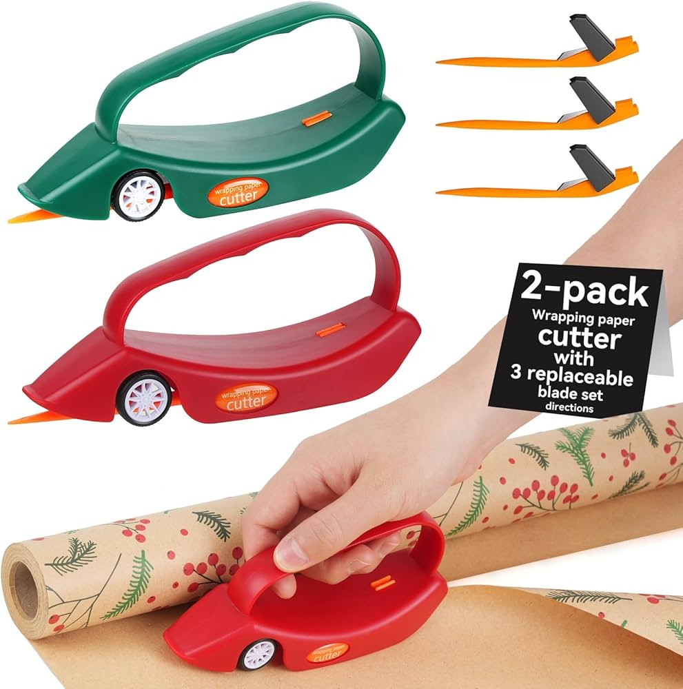 2PC Wrapping Paper Cutter Gift Wrap Cutter Christmas Wrapping Paper Cutter Slider Cutter Tool Pap... | Amazon (US)