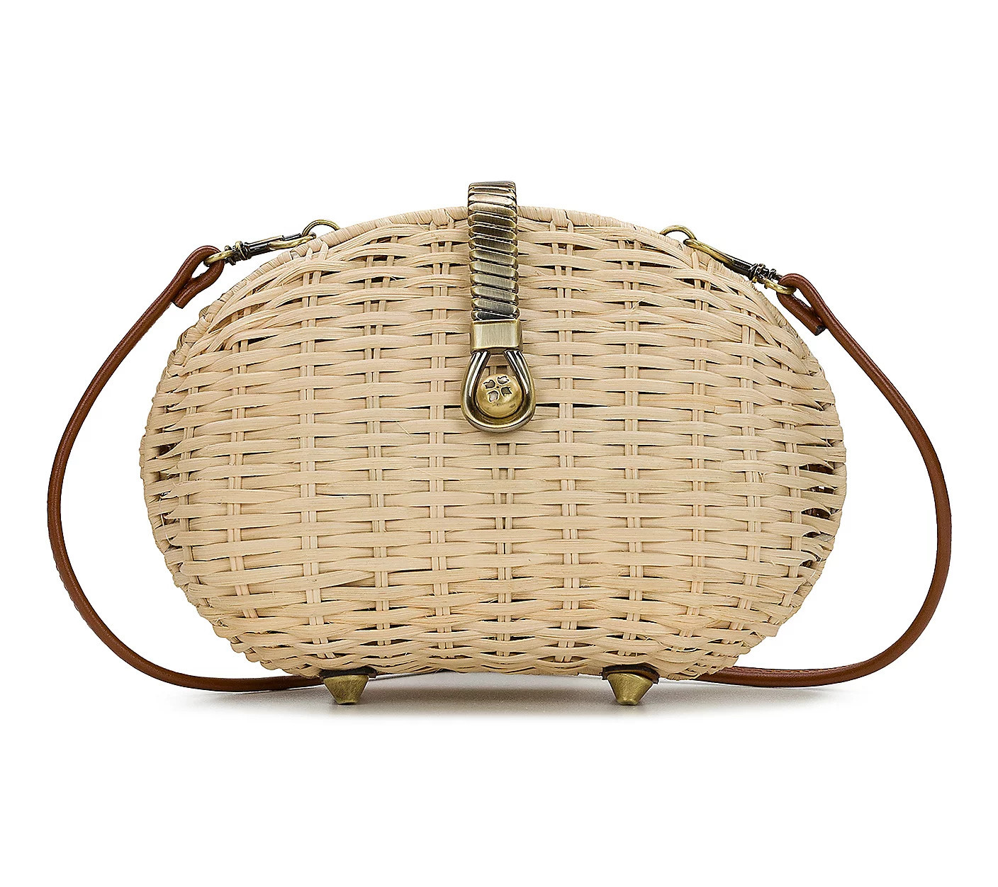 Patricia Nash Nissaki Spring Wicker Crossbody w / Leather Trim | QVC