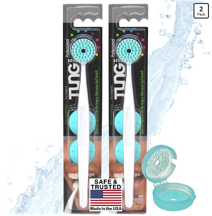 Tung Plastic Tongue Cleaning Brush, Tongue Cleaner, USA Made, 2-Pack | Amazon (US)