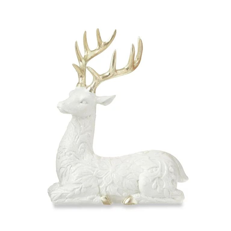 My Texas House Gold and White Kneeling Deer Decoration, 11 inch | Walmart (US)