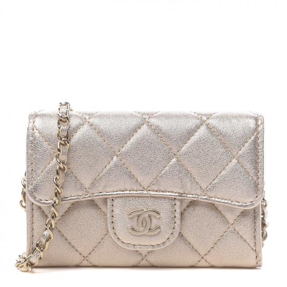 CHANEL Metallic Lambskin Quilted Flap Chain Waist Bag Gold | Fashionphile