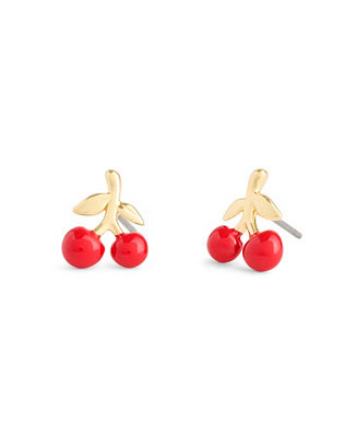 Red Enamel Vintage Charms Cherry Stud Earrings | Macy's