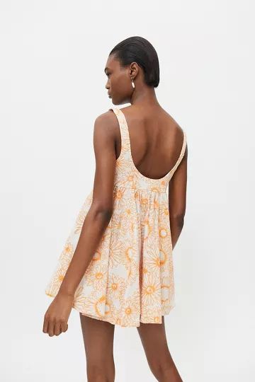 UO Bibi Printed Babydoll Mini Dress | Urban Outfitters (US and RoW)