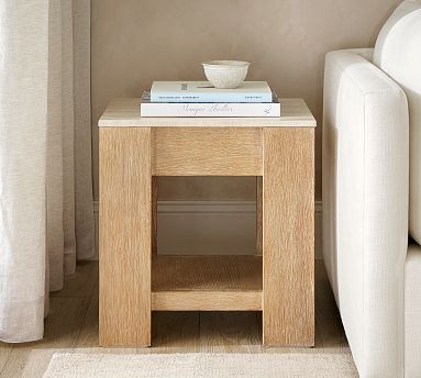 Travertine Square Side Table (21") | Pottery Barn (US)