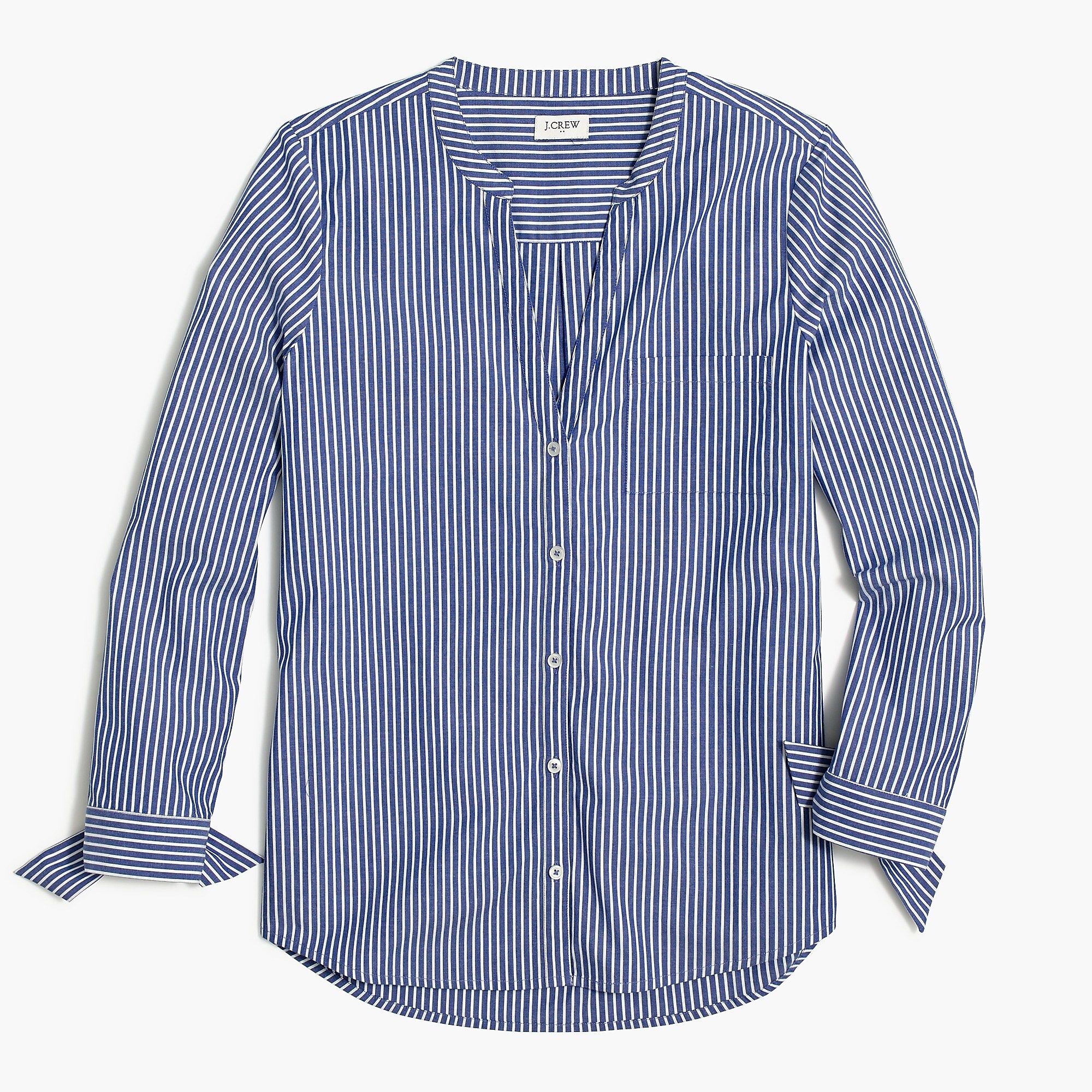 Button-up tie-sleeve top in stretch cotton poplin | J.Crew Factory