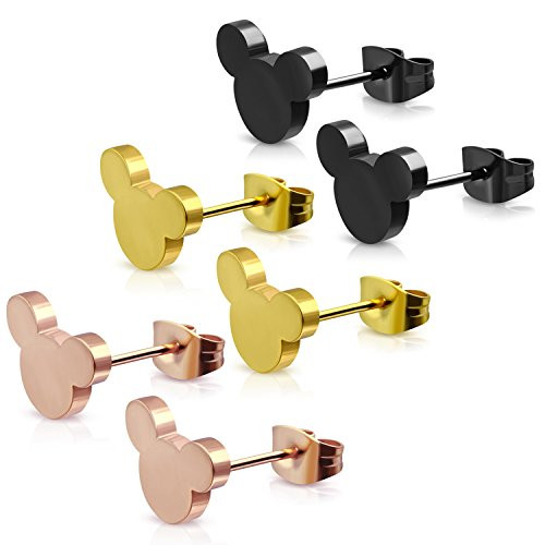 Stainless Steel Tiny Mouse Silhouette Button Stud Post Earrings | Amazon (US)