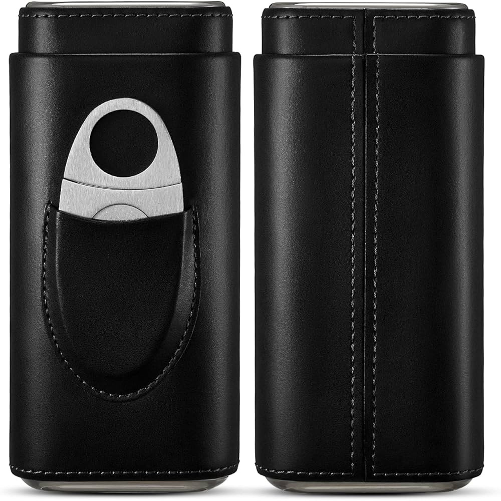 SEEJI Cigar Case Travel - Cigar Humidor Accessories - Cigar Box with Cutter Gift for Men (Black) | Amazon (US)