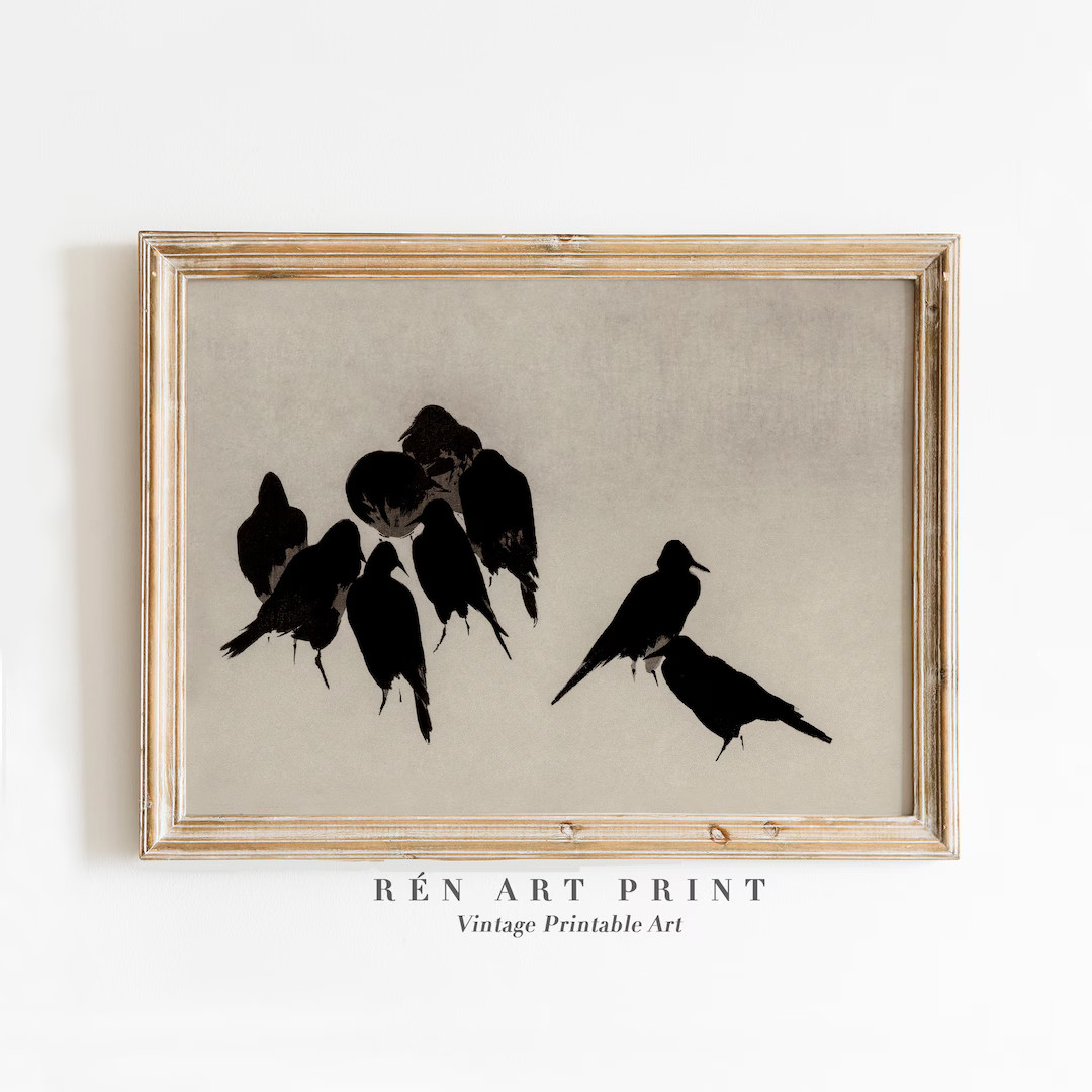 Vintage Raven Printable Art | Antique Crow Drawing | Gothic Wall Art Print | Digital Download | M... | Etsy (US)
