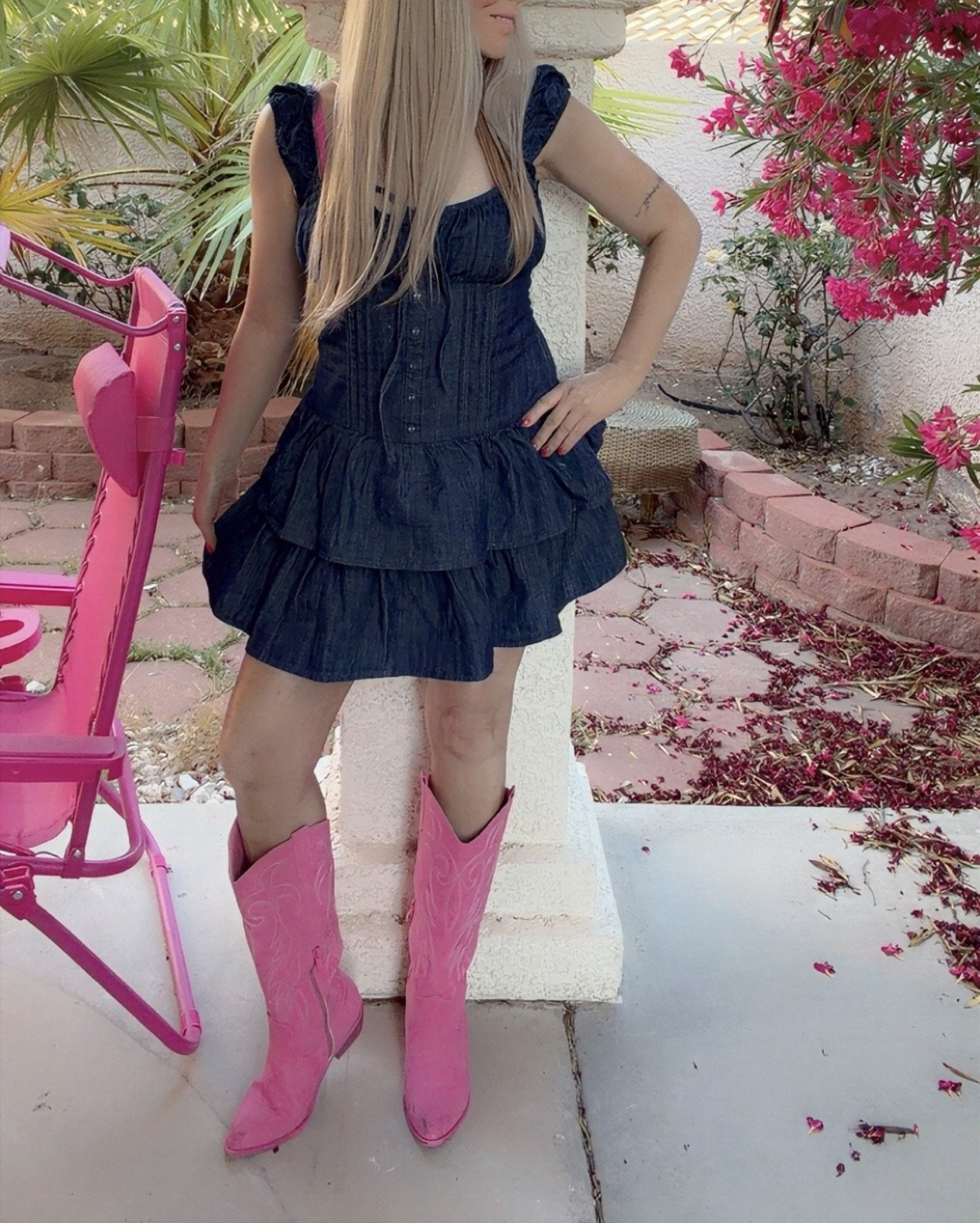 New at Target Gorgeous denim spring sundress by wild fable 💗for reference I’m 5ft2 125lbs wearing size small 🥰