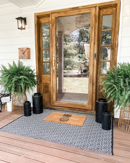 This year’s summer front porch vibe. Black white and natural woods/greenery  

#LTKstyletip #LTKSeasonal #LTKhome