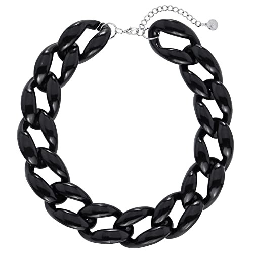 Firstmeet Chunky Acrylic Necklace Smooth Chain Link Cool Statement Choker Cuban Style Jewelry Gif... | Amazon (US)