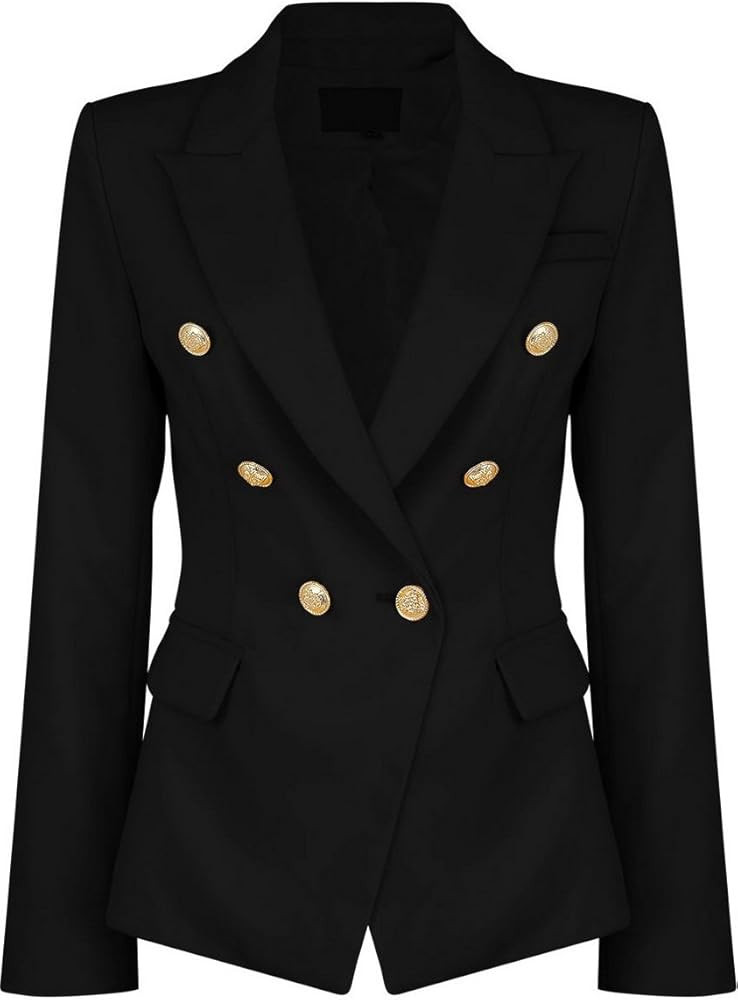 Womens Double Breasted Military Style Blazer Ladies Coat Jacket | Amazon (US)