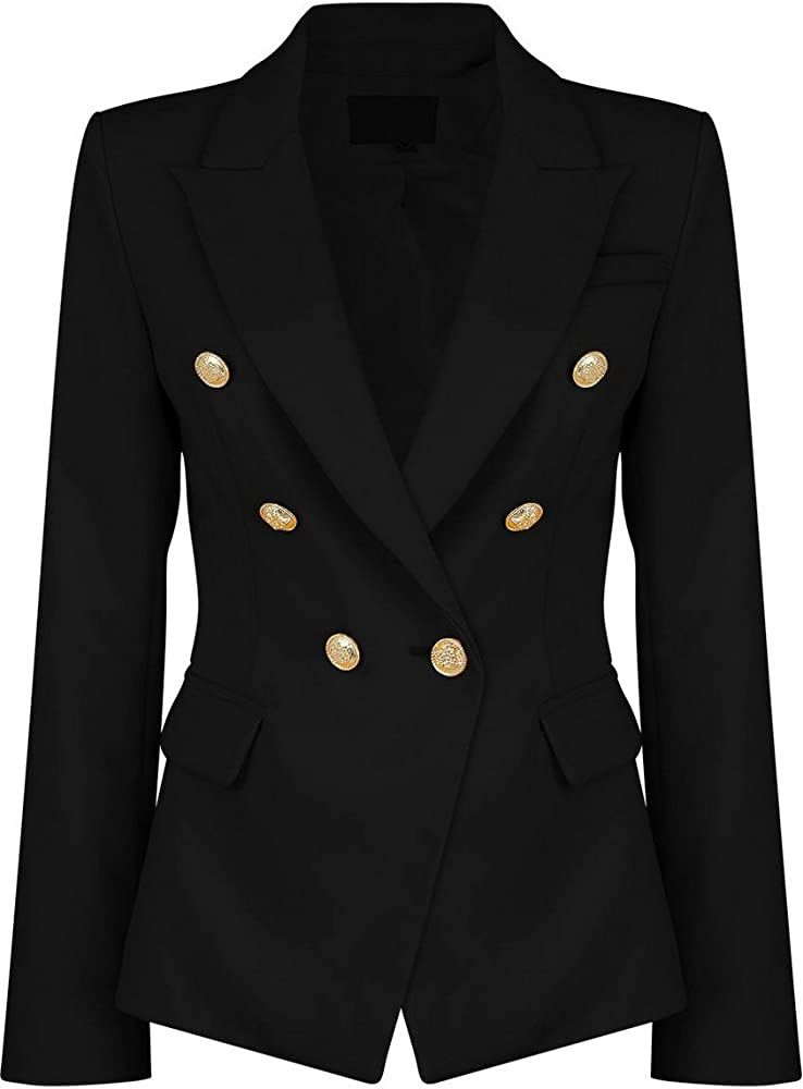 Womens Double Breasted Military Style Blazer Ladies Coat Jacket | Amazon (US)