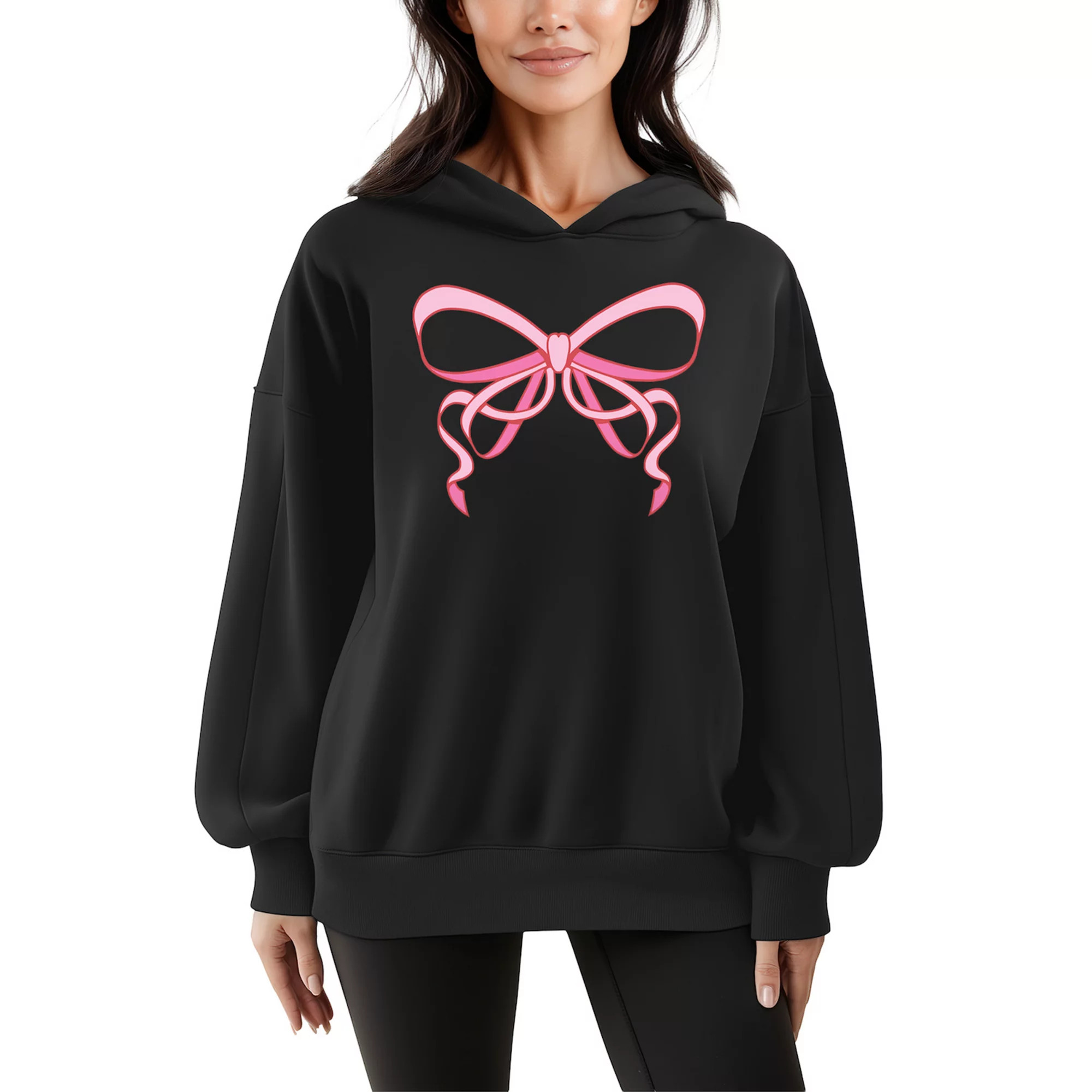 Women's Bows Oversized Fleece Hoodie Sweatshirt | Kohl's